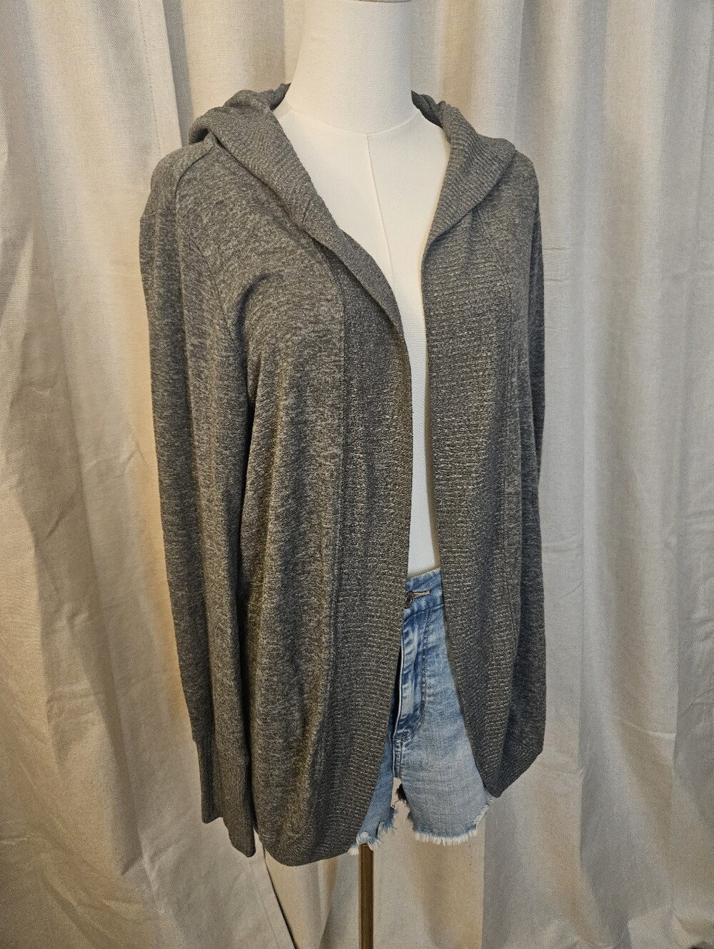 Grayson Threads Gray Open-Front Draped Cardigan